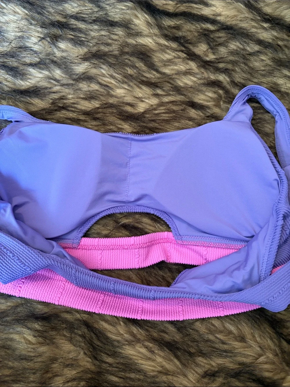 Aerie Lavender Ribbed Scoop Sports Bra with Pink Band Size XL